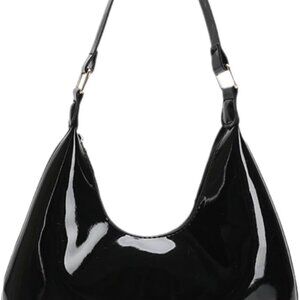 Patent Leather Hobo Bag Small Tote Women's Shoulder Purse Waterproof Compact